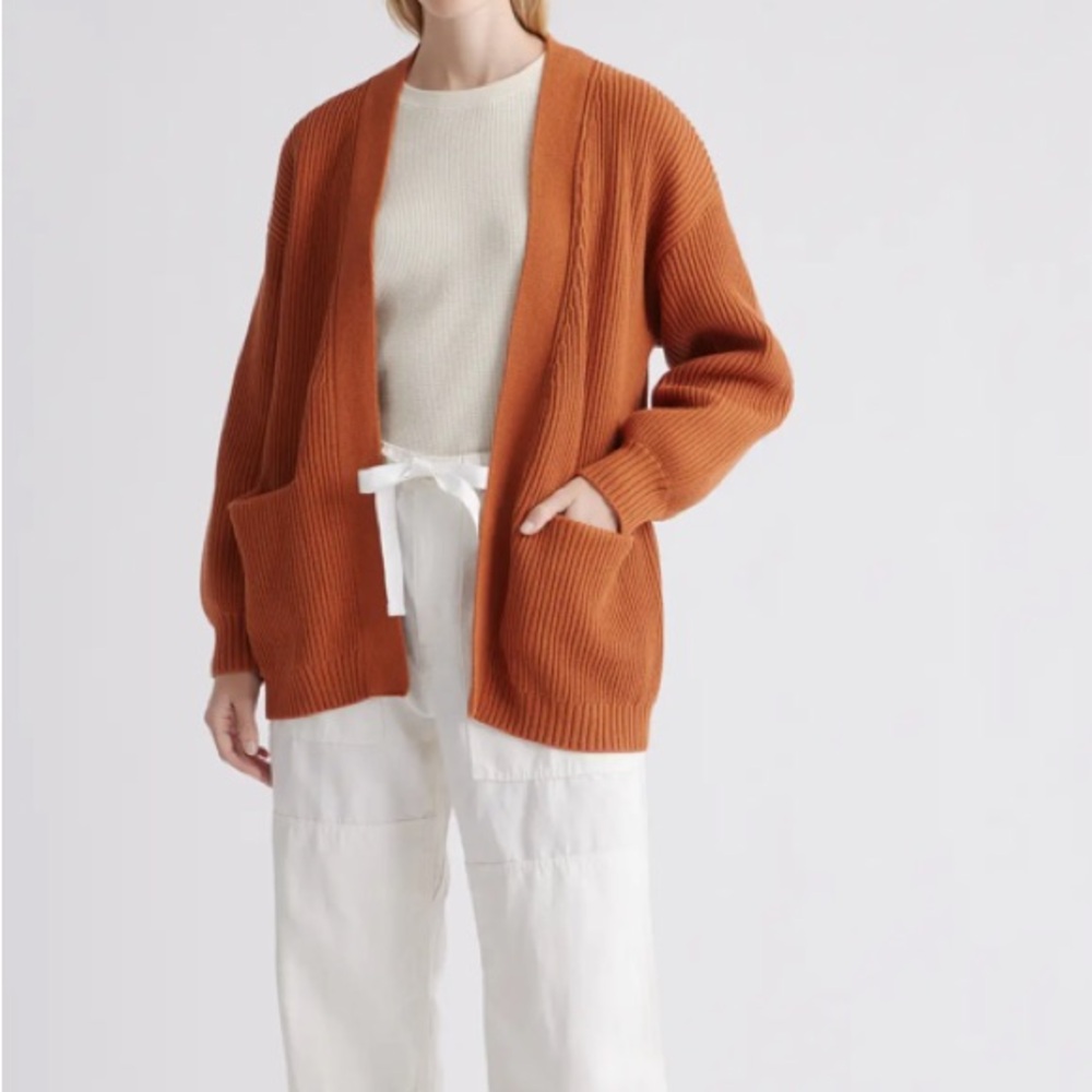 Organic Cotton Oversized Cardigan, Rust